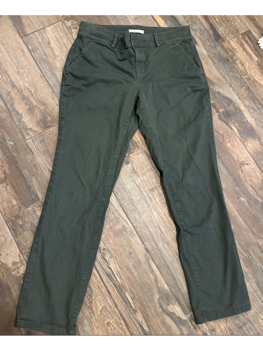 LOFT Forest Green Straight-Leg Pants